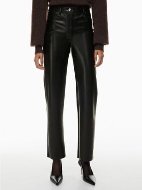 Wilfred Black Faux Leather Straight-Leg Pants